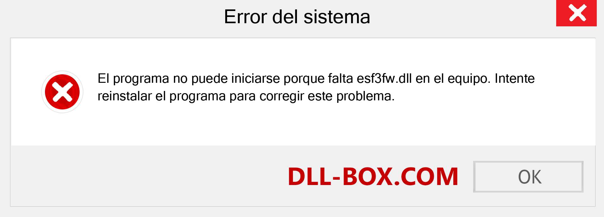 ¿Falta el archivo esf3fw.dll ?. Descargar para Windows 7, 8, 10 - Corregir esf3fw dll Missing Error en Windows, fotos, imágenes